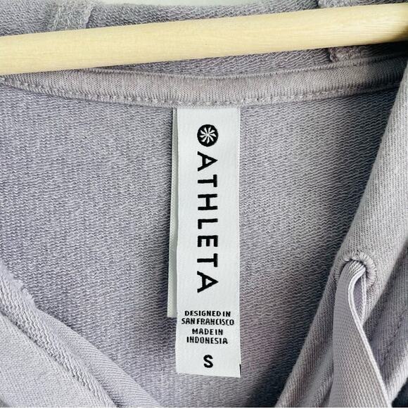 Athleta Cabana Tunic Hoodie Sweatshirt Muted Lilac siz Small hooded short sleeve - Picture 5 of 8
